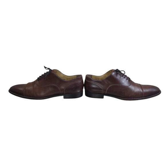 Santoni Calfskin‎ Leather Cap Toe Oxford Italy Shoes Brown 1976 Men Sz 10 D main image 5
